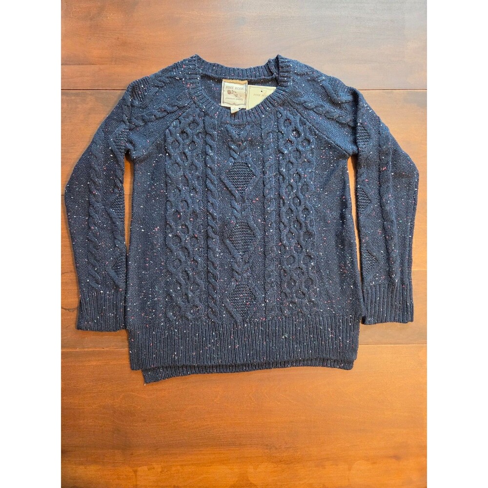 Pink Rose Blue Speckled Cable Knit Crewneck Sweater NWT size small